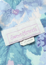 SWEET MIRANDA Womens Day Dress Blue Floral Short Sleeve Knee Length M