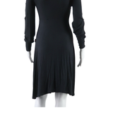 Womens Fit & Flare Dress Black Long Sleeve Knee Length M