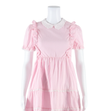 Womens Mini Dress Pink Spotted Short Sleeve Short S