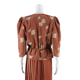 Womens Day Dress Brown Floral Long Sleeve Knee Length S