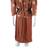 Womens Day Dress Brown Floral Long Sleeve Knee Length S