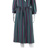 SMODELL Womens Day Dress Blue Striped Long Sleeve Midi M