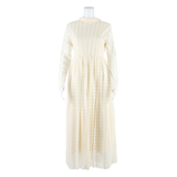 Womens Day Dress Beige Long Sleeve Midi M