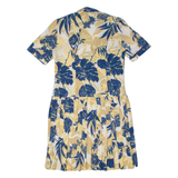 Womens A-Line Dress Beige 90s Floral Short Sleeve Midi M