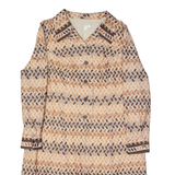 Womens Shirt Dress Beige 80s Floral Long Sleeve Midi M