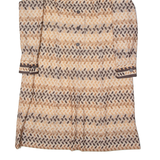 Womens Shirt Dress Beige 80s Floral Long Sleeve Midi M