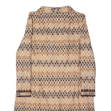 Womens Shirt Dress Beige 80s Floral Long Sleeve Midi M