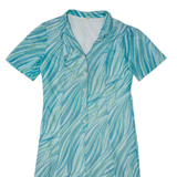 Womens Day Dress Blue 90s Crazy Pattern Short Sleeve Midi L