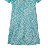 Womens Day Dress Blue 90s Crazy Pattern Short Sleeve Midi L