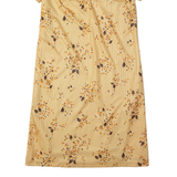 Womens Shift Dress Yellow 90s Striped Short Sleeve Midi M