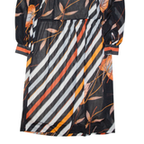 Womens Day Dress Black Floral Long Sleeve Midi M