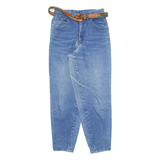 ARMANI JEANS Belted Mens Jeans Blue Tapered 90s Stone Wash W20 L32