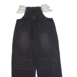 Chain Cut Out Womens Jeans Black Relaxed Straight W26 L28