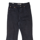 LEVI'S Rib Cage Crop BIG E Womens Jeans Black Regular Flared W28 L22
