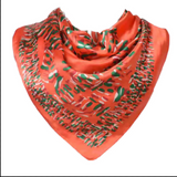 Anyyou Fashion Premium Satin Square Scarf – Orange Red Silk-Feel Neckwrap for Women