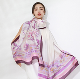 Anyyou 100% Mulberry Silk Purple Long Scarf Luxury Brand Women Beach Shawl Wear Swimwear Pashimina Face Shield Foulard