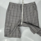 Dickies Checked Cargo Shorts - 38W 10L Grey Cotton