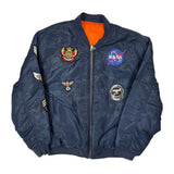 Nasa & US Army Patches Nasty Boys Ma-1 Bomber Jacket - XL Blue Polyester