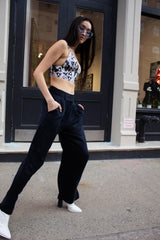 Remi Navy Wide-Leg Pants – Elegant Women's High-Waist Trousers