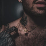 Caged Quartz 14k Gold Brass Necklace