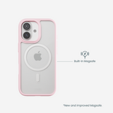 Clear Sweet Doodles iPhone 17 Case With Petal Pink Ridge (MagSafe included)