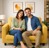 Anyseat 2-Seater Sofa Cover – Plain Yellow Style Slipcover for Living Room Chair Protection
