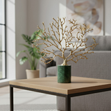 ANYHOUZ Luxury Gold Metal Tabletop Decor – Tree Snowflake Sculpture for Living Room, House Display & Elegant Crafts Ornaments