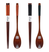 Anygleam Mixed Color 4pcs Wooden Chopsticks and Long Ladle Set Reusable Kitchen Tableware