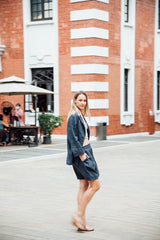 Women linen blazer - Charcoal