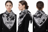 Anyyou Fashion Premium Satin Square Scarf – Elegant Lace Black Silk-Feel Neckwrap for Women