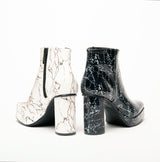 Jasper Marble Vegan Square Toe Heeled Ankle Boot