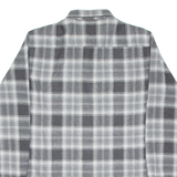 PIERO CONTE Mens Flannel Shirt Grey Check Long Sleeve L