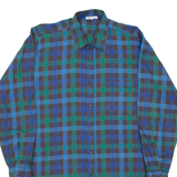 SAN MARCO Mens Flannel Shirt Blue Check Long Sleeve XL