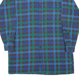 SAN MARCO Mens Flannel Shirt Blue Check Long Sleeve XL