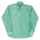 APIRANA Mens Plain Shirt Green Long Sleeve M