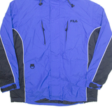 FILA Mens Rain Jacket Blue Nylon Hooded XL
