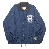 MLB New York Yankees World Series Mens Coach Jacket Blue Nylon 80s USA S