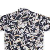 CASUAL LAND Mens Shirt Black Crazy Pattern L