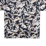 CASUAL LAND Mens Shirt Black Crazy Pattern L