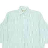 DANIEL DUVAL Womens Shirt Green Striped Long Sleeve M