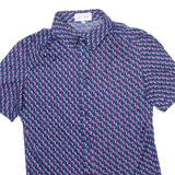 DANILLA Womens Shirt Blue Geometric XS