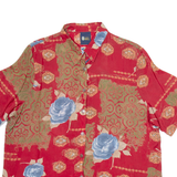 SIXTH SENSE Womens Shirt Red Silk Floral L
