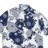 DEVILLE Womens Shirt Blue Crazy Pattern M