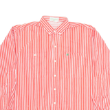 BENETTON Mens Shirt Red Striped Long Sleeve L