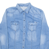GUESS Womens Denim Shirt Blue Long Sleeve M