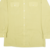 Mens Plain Shirt Green Long Sleeve M