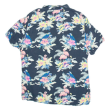 ANGELO LITRICO Mens Hawaiian Shirt Blue Viscose Floral L