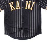 KARL KANI Button Up Striped Mens Jersey Black V-Neck S