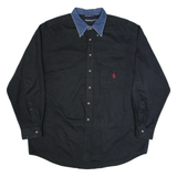 NAUTICA Mens Plain Shirt Black Long Sleeve XL