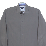 TOMMY HILFIGER Fitted Mens Plain Shirt Grey Long Sleeve M